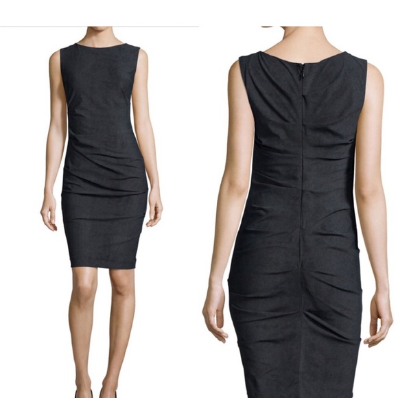 NWT Nicole Miller grey ruched sheath dress 4 - Picture 2 of 11